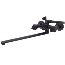 Смеситель для ванны Sanday SD630705-07, двухвентильный, длинный излив, с душевой лейкой, черный