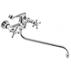 Смеситель для ванны Santrek Aqua 300 Classic SL592 двухвентильный, ручной душ, длинный S-излив, хром