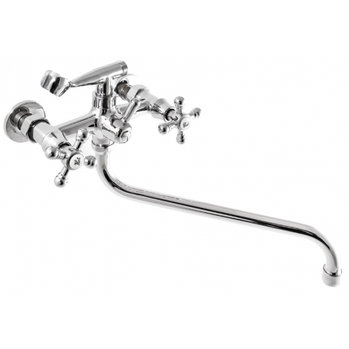 Смеситель для ванны Santrek Aqua 300 Classic SL592 двухвентильный, ручной душ, длинный S-излив, хром купить в интернет магазине Санрай73