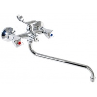 Смеситель для ванны Santrek Aqua 310 Classic SL504 двухвентильный, ручной душ, длинный S-излив, хром