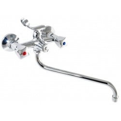 Смеситель для ванны Santrek Aqua 310 Classic SL504 двухвентильный, ручной душ, длинный S-излив, хром