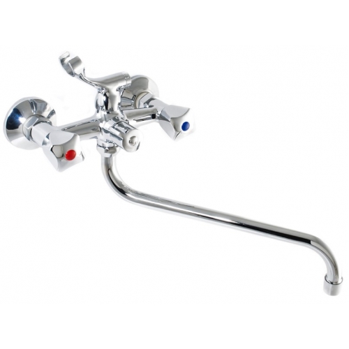 Смеситель для ванны Santrek Aqua 310 Classic SL504 двухвентильный, ручной душ, длинный S-излив, хром купить в интернет магазине Санрай73