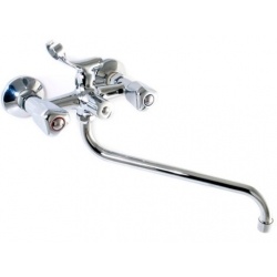 Смеситель для ванны Santrek Aqua 310 Classic SL537 двухвентильный, ручной душ, длинный S-излив, хром