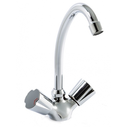 Смеситель для кухни Santrek Aqua 405 Classic SL501, двухвентильный, поворотный излив, хром купить в интернет магазине Санрай73