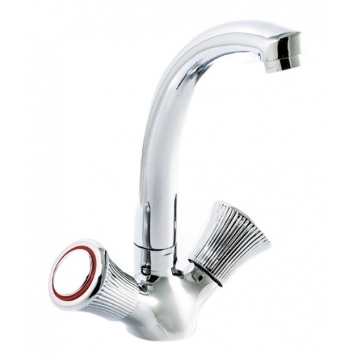 Смеситель для кухни Santrek Aqua 410 Classic Lux SL535 двухвентильный, поворотный излив, хром купить в интернет магазине Санрай73