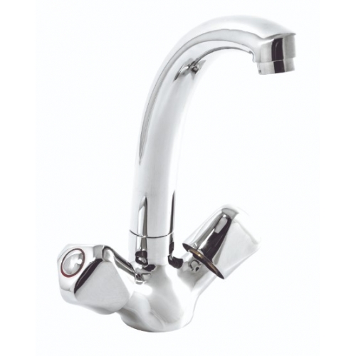 Смеситель для кухни Santrek Aqua 410 Classic Lux SL537, двухвентильный, поворотный излив, хром купить в интернет магазине Санрай73