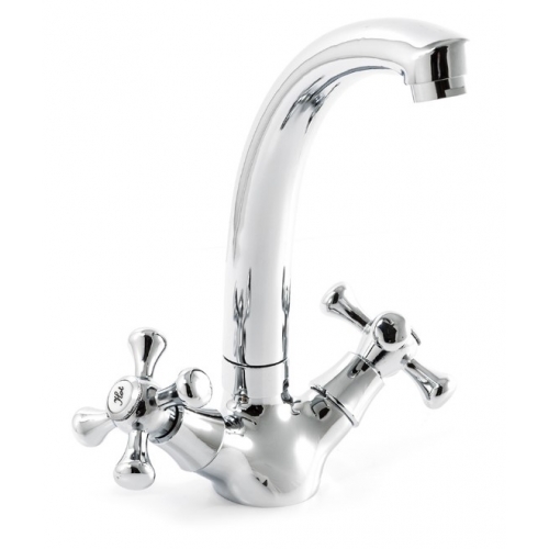 Смеситель для кухни Santrek Aqua 410 Classic Lux SL594, двухвентильный, поворотный излив, хром купить в интернет магазине Санрай73