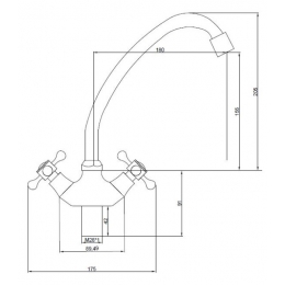 Смеситель для кухни Santrek Aqua 415 Classic SL596, двухвентильный, поворотный излив, хром