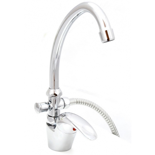 Смеситель для кухни Santrek Aqua 745 Standart SB75, однорычажный, C-излив, ручной душ хром купить в интернет магазине Санрай73