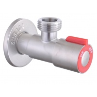 Кран угловой 1/2"НР х 3/4"НР Fmark для стиральной машины, сатин, красный