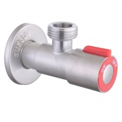 Кран угловой 1/2"НР х 3/4"НР Fmark для стиральной машины, сатин, красный