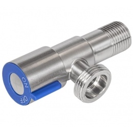 Кран угловой 1/2"НР х 3/4"НР Fmark для стиральной машины, сатин, синий