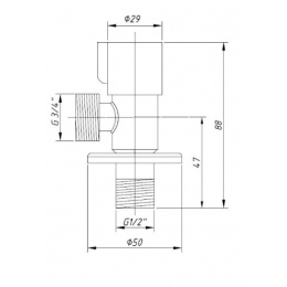 Кран угловой 1/2"НР х 3/4"НР Fmark для стиральной машины, сатин, красный