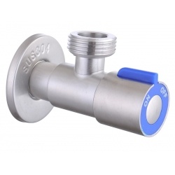 Кран угловой 1/2"НР х 3/4"НР Fmark для стиральной машины, сатин, синий