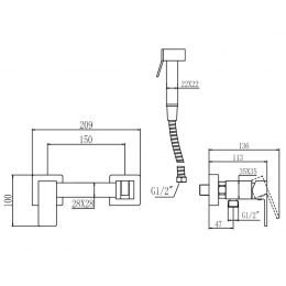 Смеситель с гигиеническим душем Savol S-FXQ007C, однорычажный, матовое золото