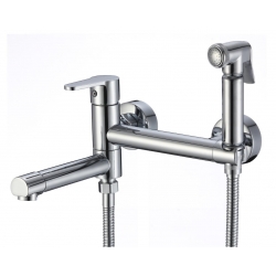 Смеситель с гигиеническим душем Savol S-FXQ010, однорычажный, поворотный излив, хром