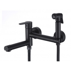 Смеситель с гигиеническим душем Savol S-FXQ010H, однорычажный, поворотный излив, черный