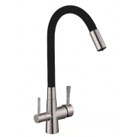 Смеситель для кухни Savol, с подключением питьевого фильтра, гибкий излив, сатин, черный