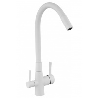 Смеситель для кухни Savol, с подключением питьевого фильтра, гибкий излив, белый