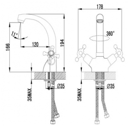 Смеситель для раковины SmartSant Классик нью, двухвентильный
