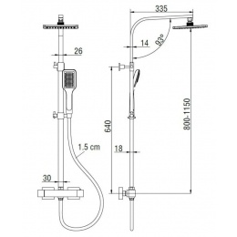 Душевая система SmartSant Квадро термостат, тропический душ, штанга, душ ручной
