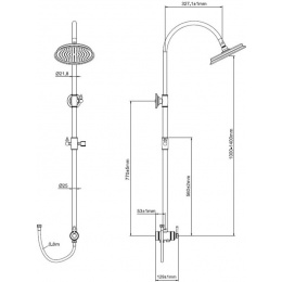 Душевой гарнитур SmartSant верхний душ 228 мм, штанга, шланг 800 мм, держатель ручного душа, хром