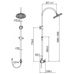 Душевой гарнитур SmartSant верхний душ 228 мм, штанга, шланг 800 мм, держатель ручного душа, бронза