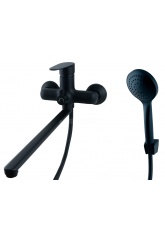 Смеситель для ванны SmartSant Бриз, однорычажный, длинный излив, ручной душ, черный