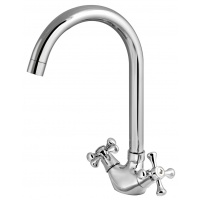 Смеситель для кухни Turdus 05 K1, двухвентильный, поворотный излив, хром