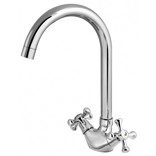 Смеситель для кухни Turdus 05 K1, двухвентильный, поворотный излив, хром купить в интернет магазине Санрай73