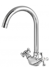 Смеситель для кухни Turdus 12 K1, двухвентильный, поворотный излив, хром