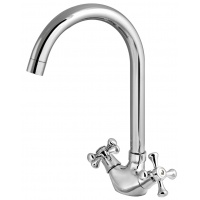 Смеситель для кухни Turdus 12 K1, двухвентильный, поворотный излив, хром