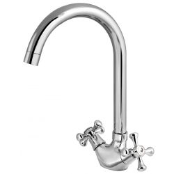 Смеситель для кухни Turdus 12 K1, двухвентильный, поворотный излив, хром