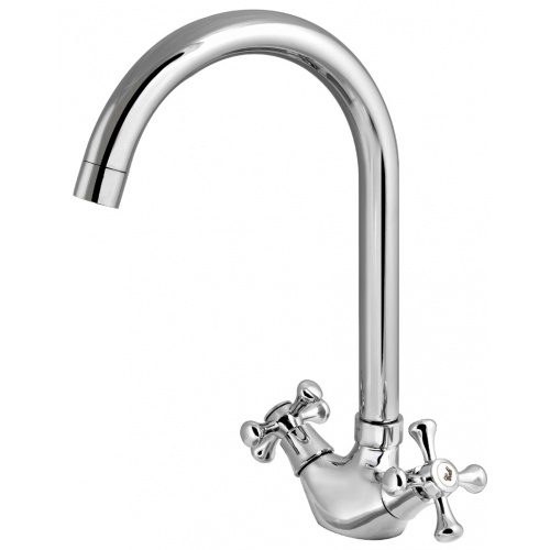 Смеситель для кухни Turdus 12 K1, двухвентильный, поворотный излив, хром купить в интернет магазине Санрай73