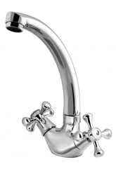 Смеситель для кухни Turdus 12 K2, двухвентильный, поворотный излив, хром