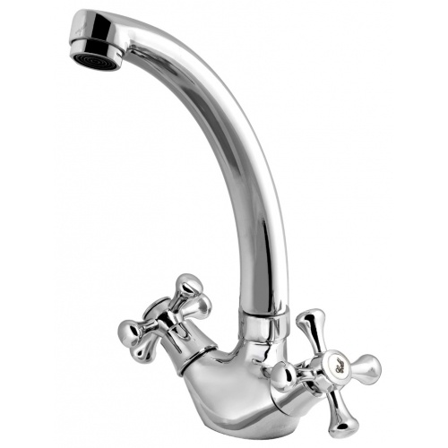 Смеситель для кухни Turdus 12 K2, двухвентильный, поворотный излив, хром купить в интернет магазине Санрай73