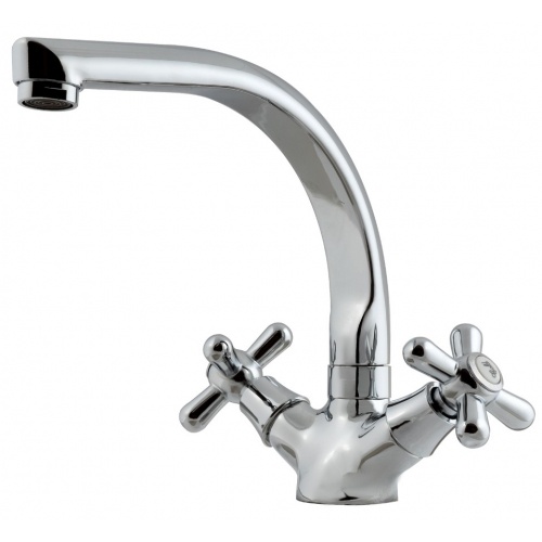 Смеситель для кухни Turdus 16 K, двухвентильный, поворотный излив, хром купить в интернет магазине Санрай73