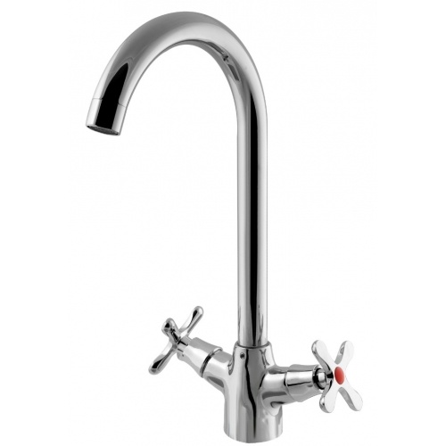 Смеситель для кухни Turdus 48 K, двухвентильный, поворотный излив, хром купить в интернет магазине Санрай73