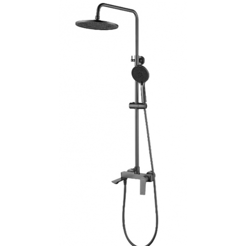 Душевая система Valfex Adara Graphite, однорычажная, излив, тропический и ручной душ, штанга, графит купить в интернет магазине Санрай73