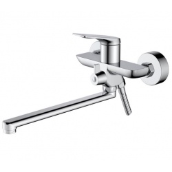 Смеситель для ванны Valfex Adara Chrome, однорычажный, длинный излив, ручной душ, хром