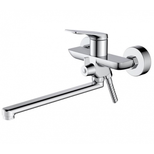 Смеситель для ванны Valfex Adara Chrome, однорычажный, длинный излив, ручной душ, хром купить в интернет магазине Санрай73