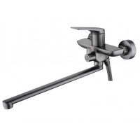 Смеситель для ванны Valfex Adara Graphite, однорычажный, длинный излив, ручной душ, графит