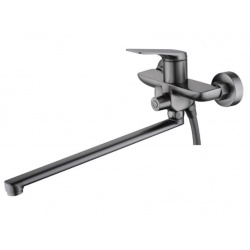Смеситель для ванны Valfex Adara Graphite, однорычажный, длинный излив, ручной душ, графит