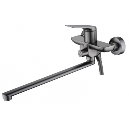 Смеситель для ванны Valfex Adara Graphite, однорычажный, длинный излив, ручной душ, графит купить в интернет магазине Санрай73