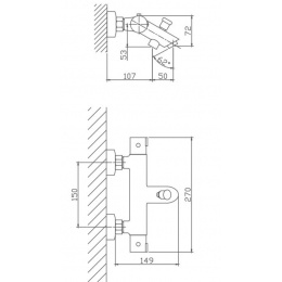 Смеситель для ванны Valfex Alba Chrome термостатический, короткий излив, ручной душ, хром