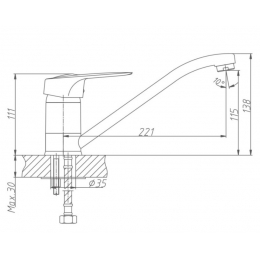 Смеситель для кухни Valfex Alioth Chrome, однорычажный, длинный излив, хром