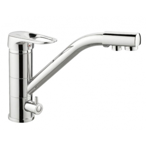Смеситель для кухни Valfex Alioth Chrome, с выходом для фильтра, длинный излив, хром купить в интернет магазине Санрай73