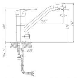 Смеситель для кухни Valfex Alioth Chrome, с выходом для фильтра, длинный излив, хром