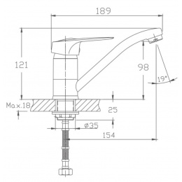Смеситель для кухни Valfex Altarin Chrome, однорычажный, средний излив, хром