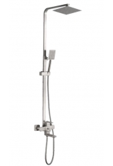 Душевая система Valfex Antares Steel, однорычажная, излив, тропический и ручной душ, штанга, сталь